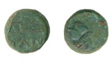 Монета обол, Боспор, Пантикапей, 150-140 гг. до н.э., медь, D-12 мм